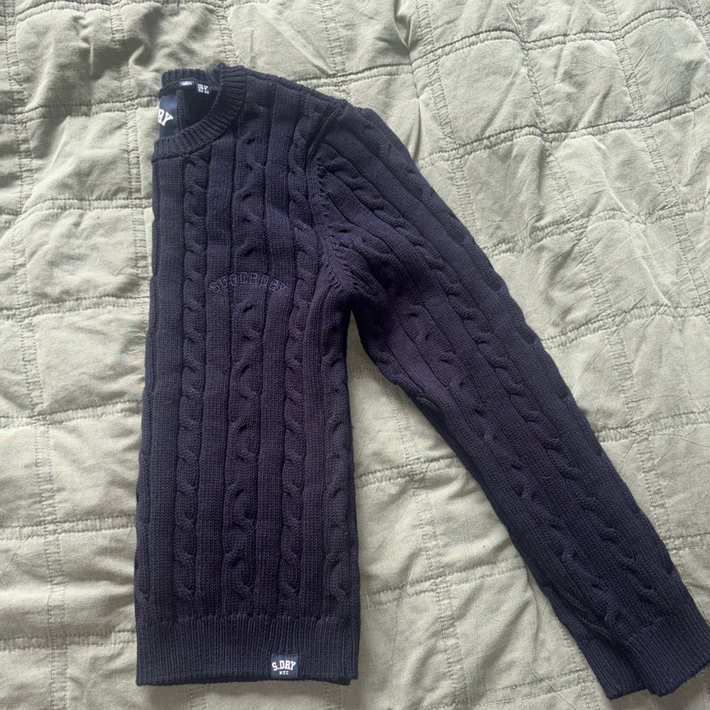 Superdry cableknit sweater navy blue